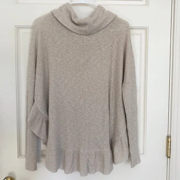 Anthropologie Women's Sweater, Size XS, Tan, Gold Metallic threads - Picture 6 of 8